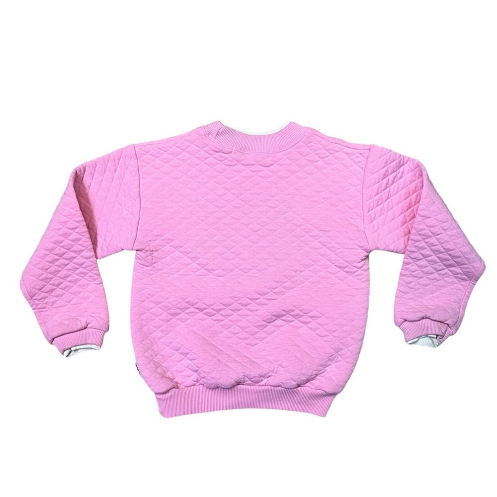Vintage Jordache Girls Quilted Sweatshirt Pullover Pink Embroidered Medium 10 12 - Picture 6 of 7